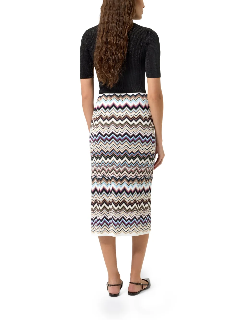 Missoni Rok met zigzagpatroon en zijsplit Wit