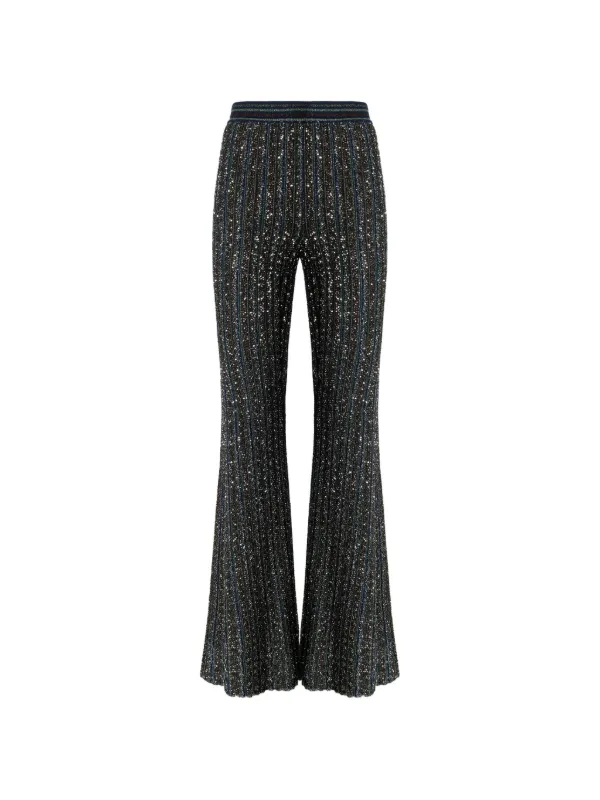 Missoni Sequin-embellished Striped Trousers in Black
