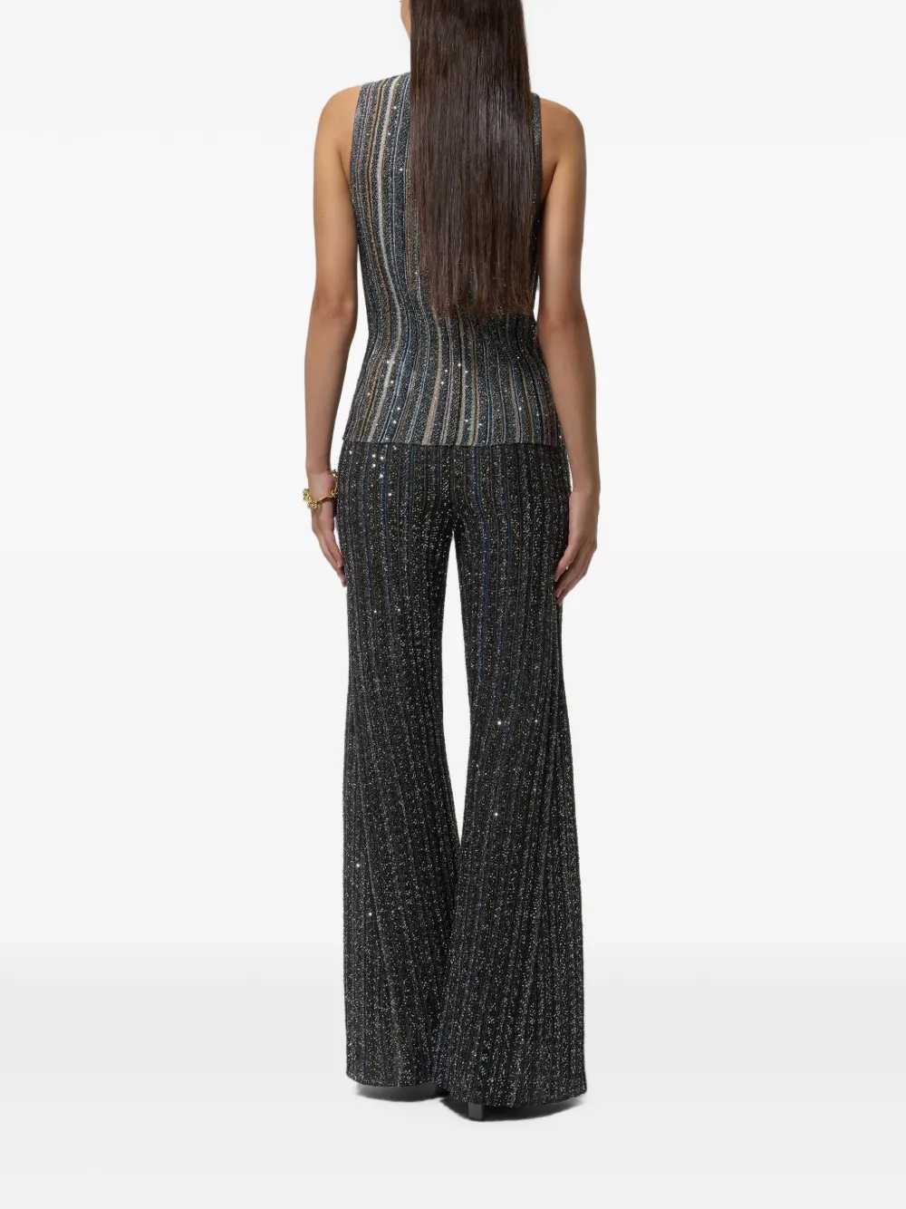 Missoni Sequin-embellished Striped Trousers in Black, view 3