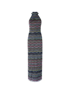 m missoni halter maxi dress Long Chevron With Halterneck And Sequins | Neutrals sku_355446