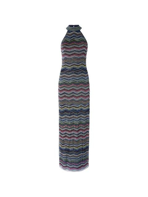 Missoni vestido largo con cuello halter y lentejuelas