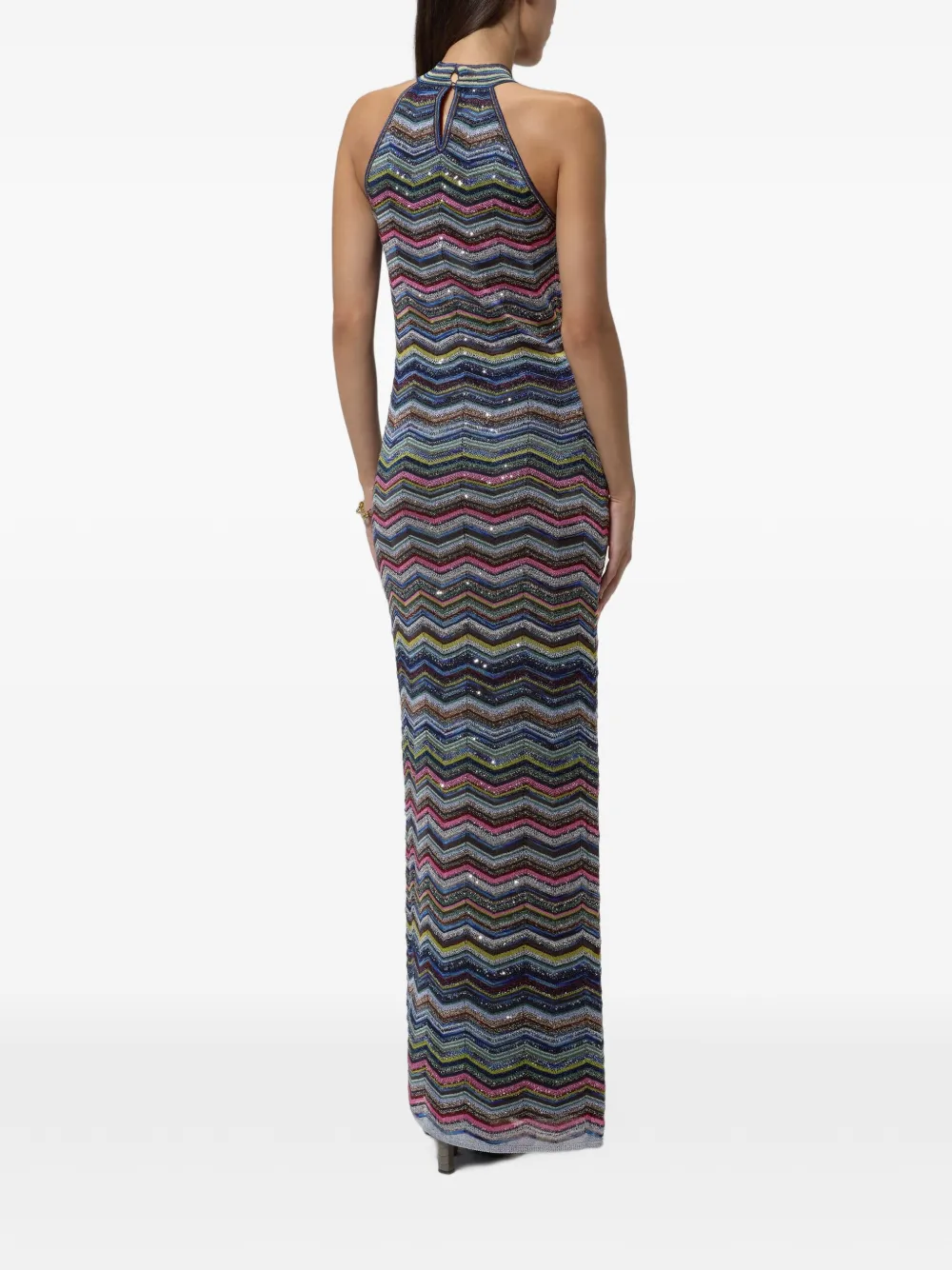 Missoni Lange jurk met halternek en pailletten Blauw