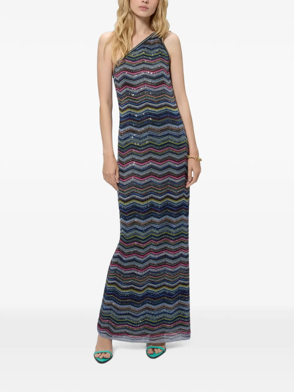 Missoni Asymmetrische maxi-jurk met pailletten Blauw