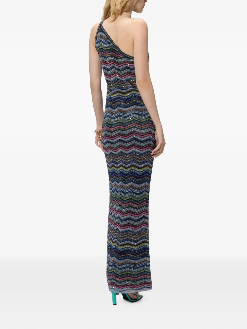 Missoni Asymmetrische maxi-jurk met pailletten Blauw