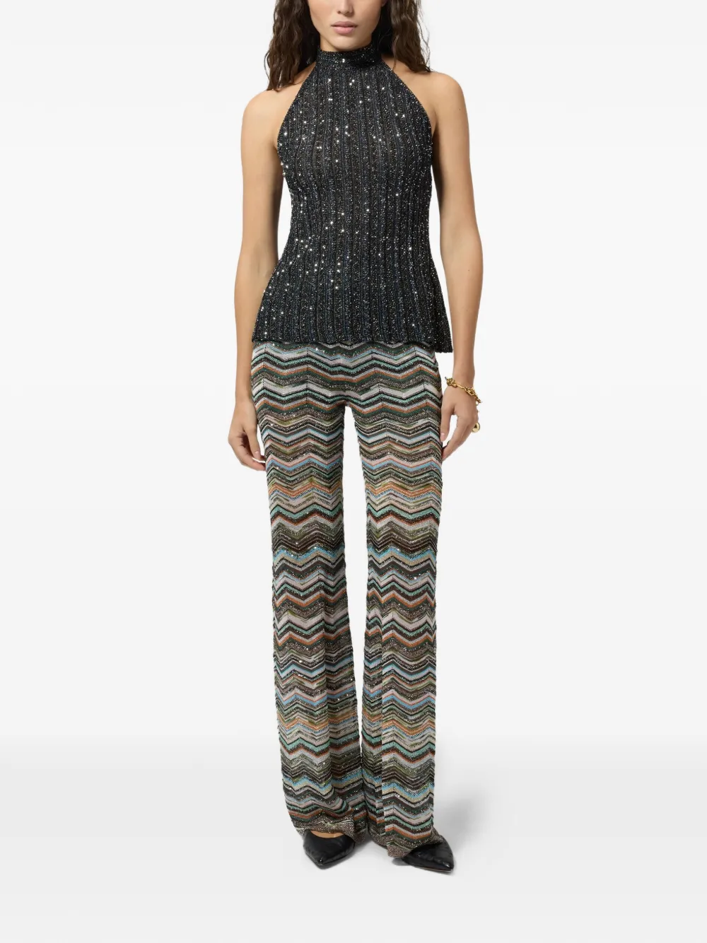Missoni Broek verfraaid met pailletten en zigzag-patroon Zwart