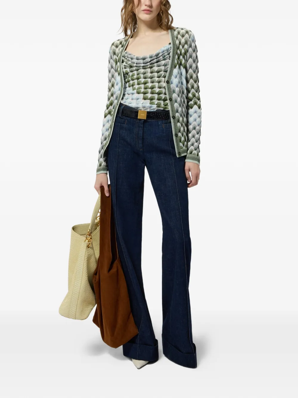 Missoni Top met kanten patroon en gedrapeerde halslijn Groen