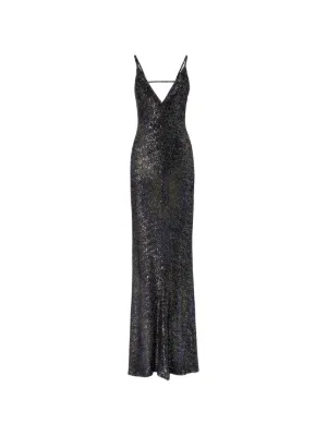 missoni long striped dress with sequins and neck fastening Sequined striped crochet-knit halterneck maxi dress - black