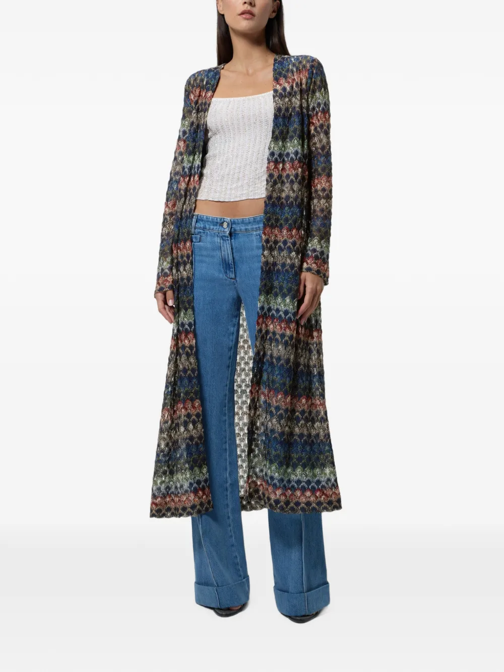 Missoni Viscose lamé vest met kanten patroon Blauw
