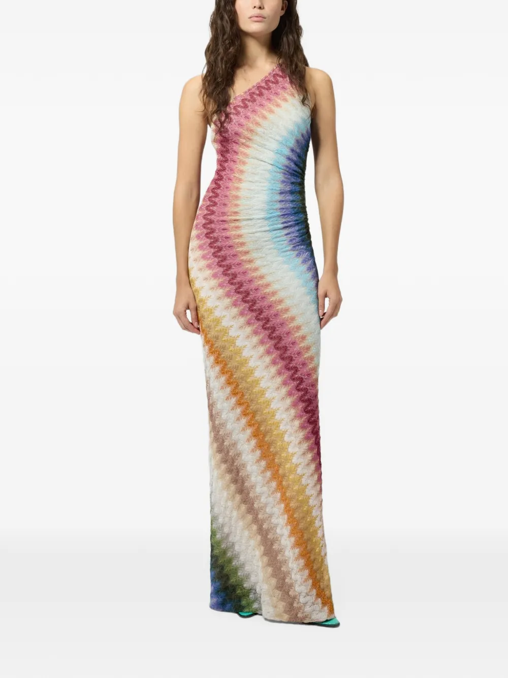 Missoni Asymmetrische jurk met zigzagpatroon Beige