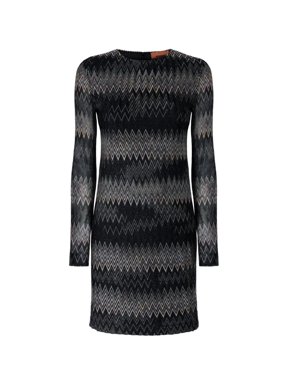 Missoni long-sleeve viscose lamé Chevron mini dress - Nero
