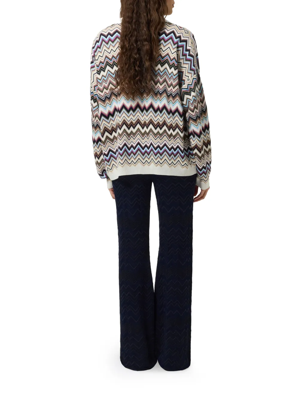 Missoni Zigzag-knit V-neck Cardigan in White, view 3