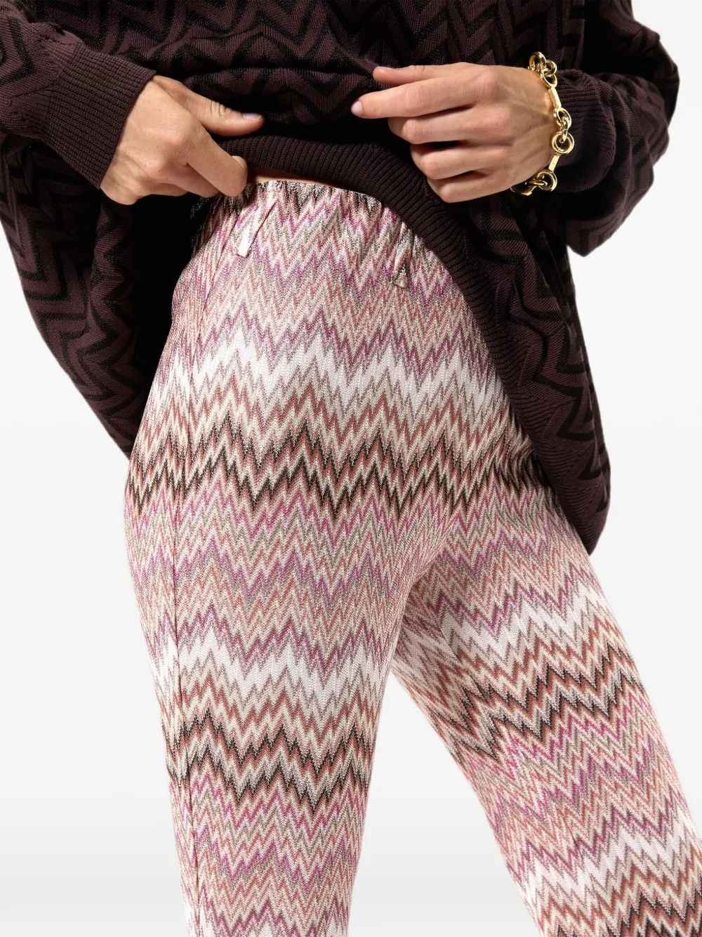 Missoni Viscose broek met uitlopende pijpen en slangen-patroon Roze