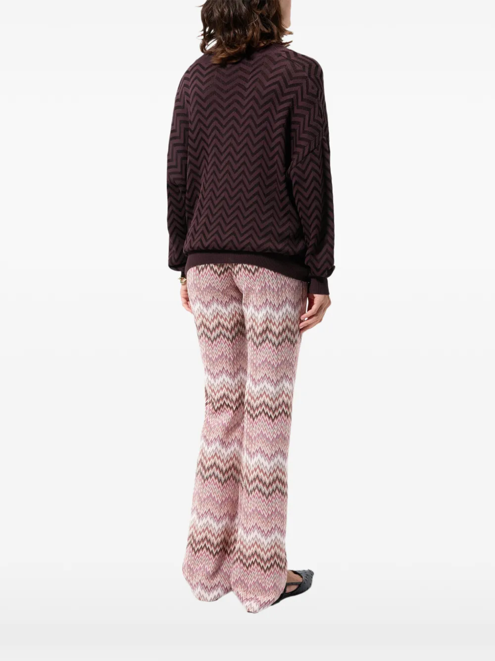 Missoni Viscose broek met uitlopende pijpen en slangen-patroon Roze