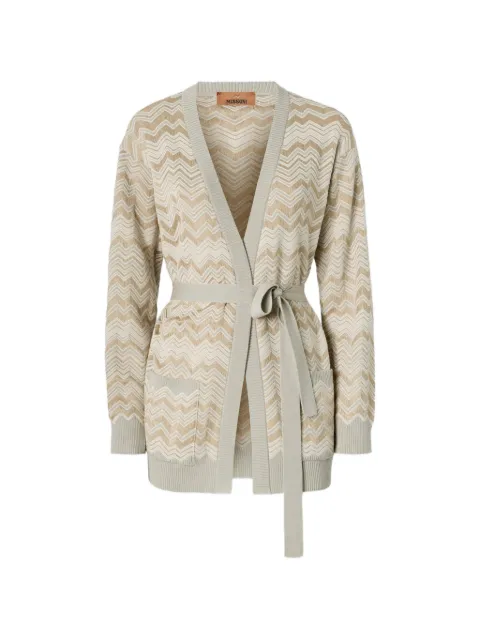 Missoni zig zag viscose and wool cardigan with belt