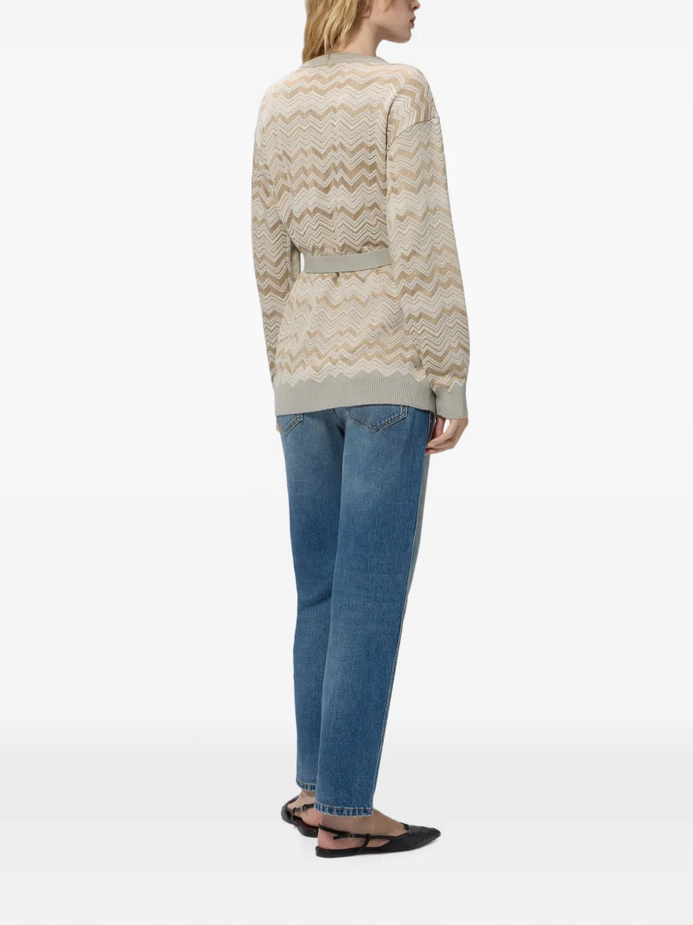 Missoni Viscose en wollen vest met riem Beige