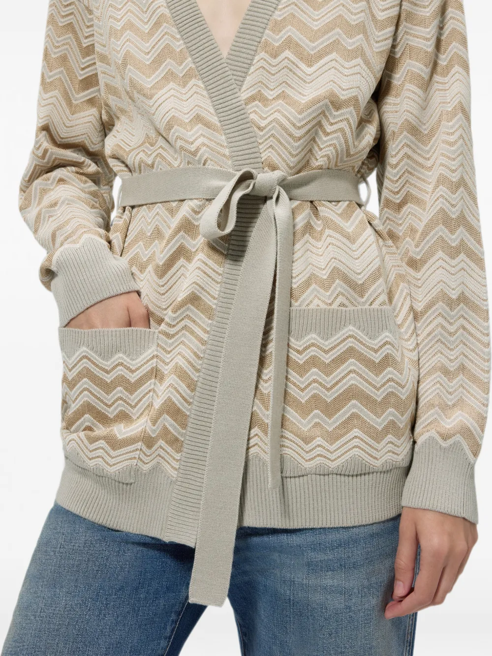 Missoni Viscose en wollen vest met riem Beige
