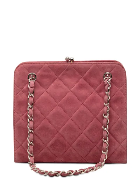 CHANEL Pre-Owned 1996-1997 CC Quilted Suede Kiss Lock handbag