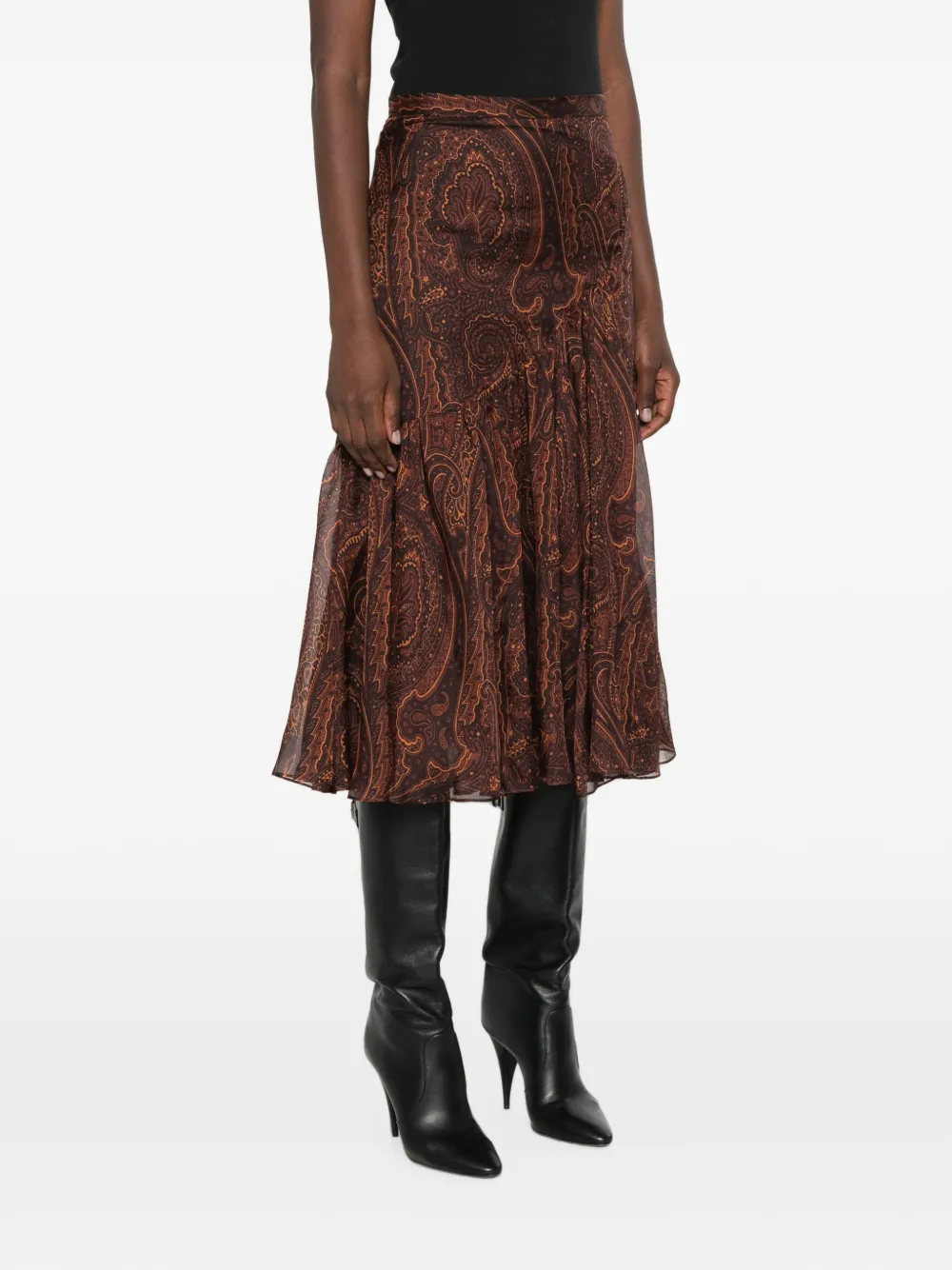 ETRO Midi-rok met paisley-print Bruin