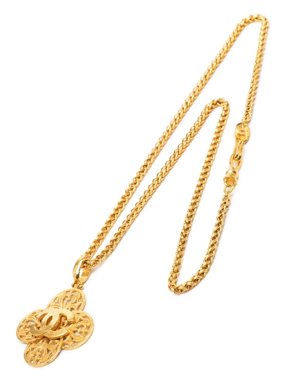 CHANEL Pre-Owned 1995 CC Gold Plated Clover Pendant Necklace costume necklace - Oro