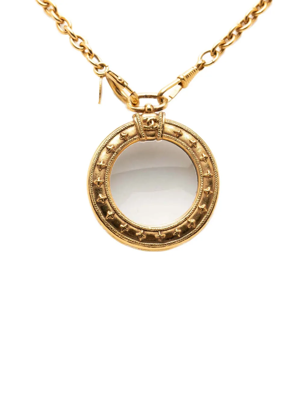 CHANEL Pre-Owned 1970-1980 Gold Plated Magnifying Glass Pendant Long Necklace costume necklace - Oro