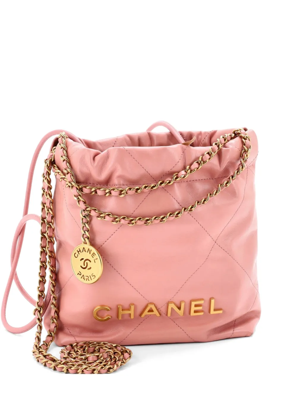CHANEL Pre-Owned 22 Chain Hobo Quilted Calfskin Mini crossbody bag - Rosa