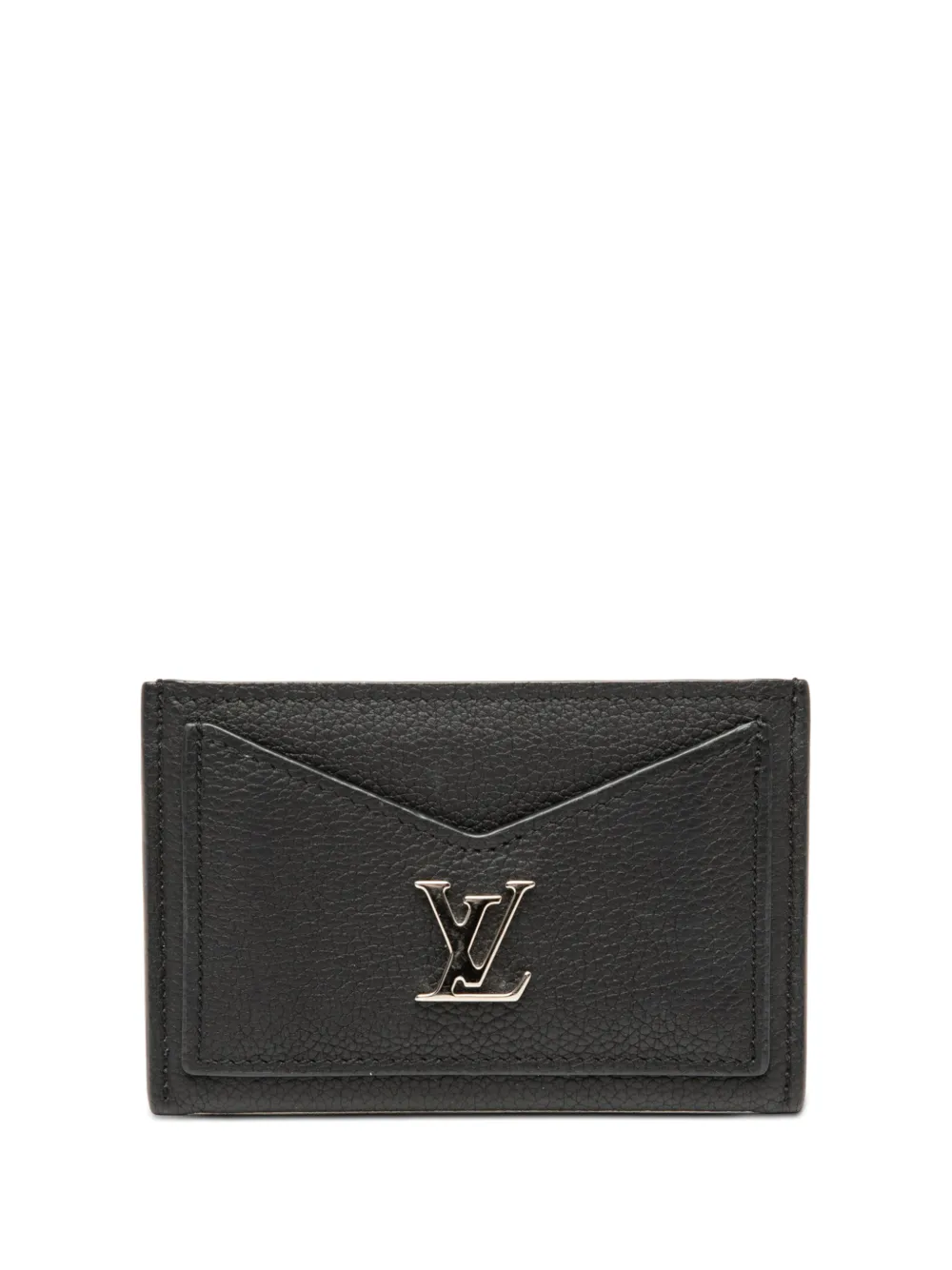 Pre-owned Louis Vuitton 2019 Calfskin Lockme Card Holder In Black