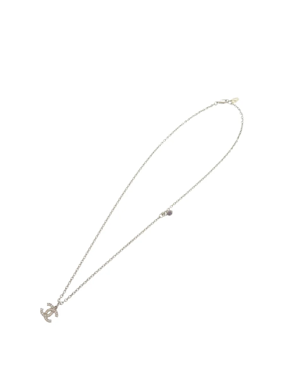 CHANEL Pre-Owned 2017 CC Brass and Strass Faux Pearl Pendant Necklace costume necklace - Argento