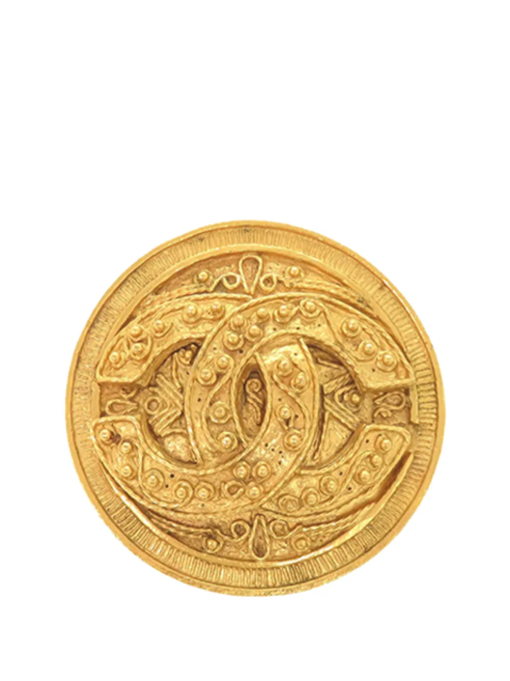 CHANEL Pre-Owned 1994 CC Gold Plated Medallion Pin Brooch costume brooch - Oro