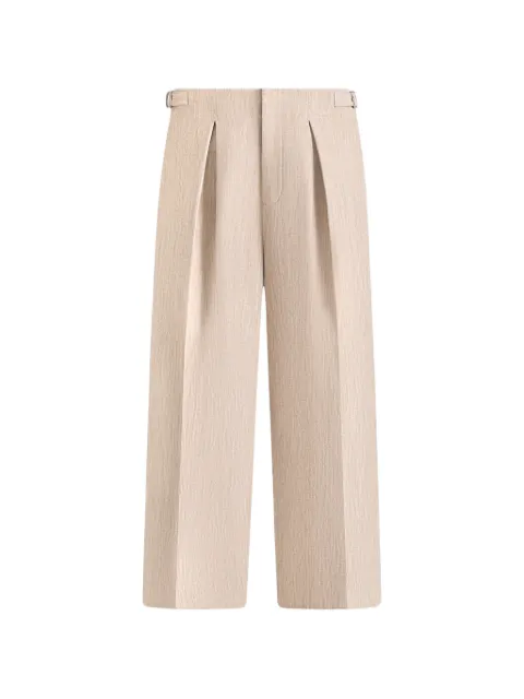 Manière De Voir Lior in beige box pleat wide-leg trousers
