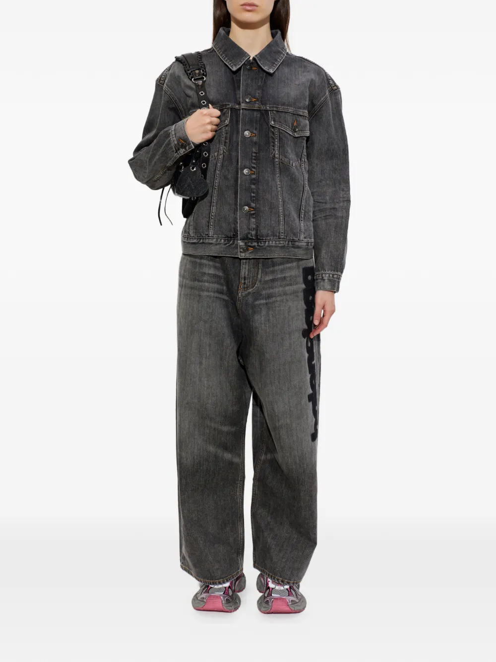Balenciaga Jack met knoop en geborduurd logo Grijs