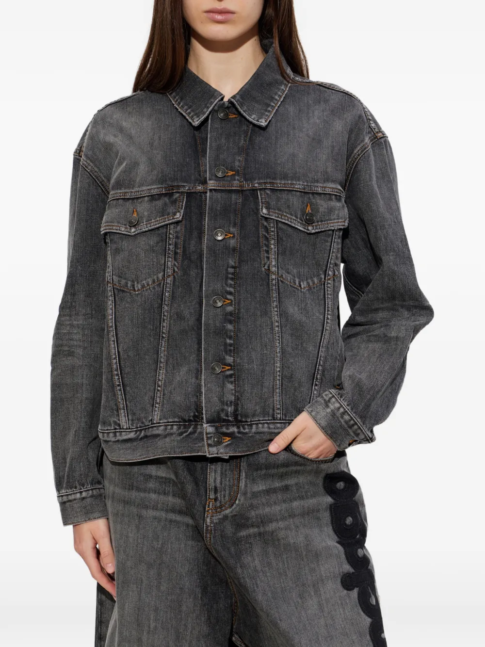 Balenciaga Jack met knoop en geborduurd logo Grijs