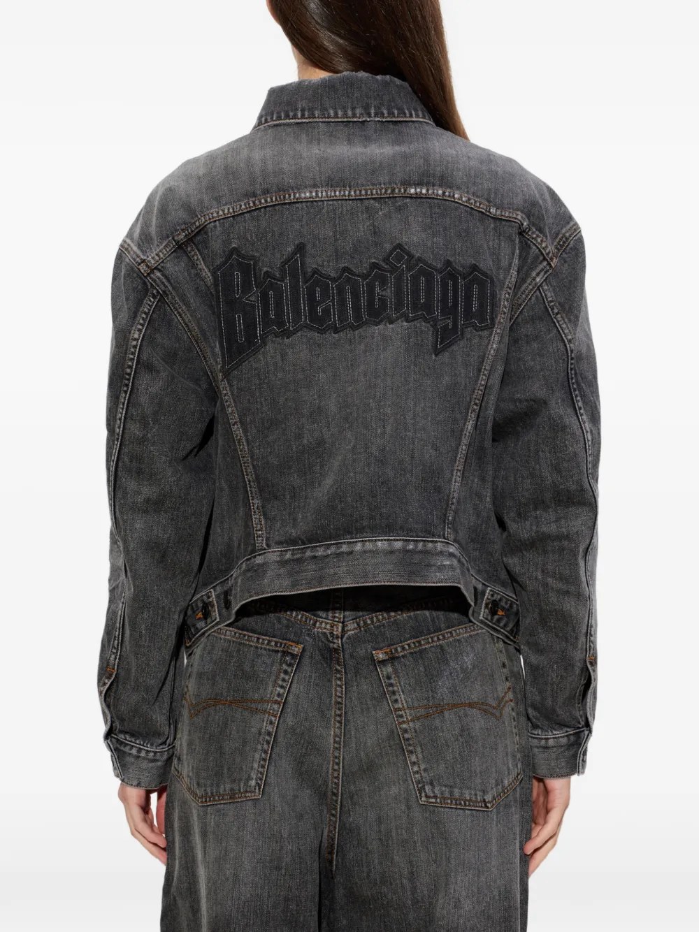 Balenciaga Jack met knoop en geborduurd logo Grijs