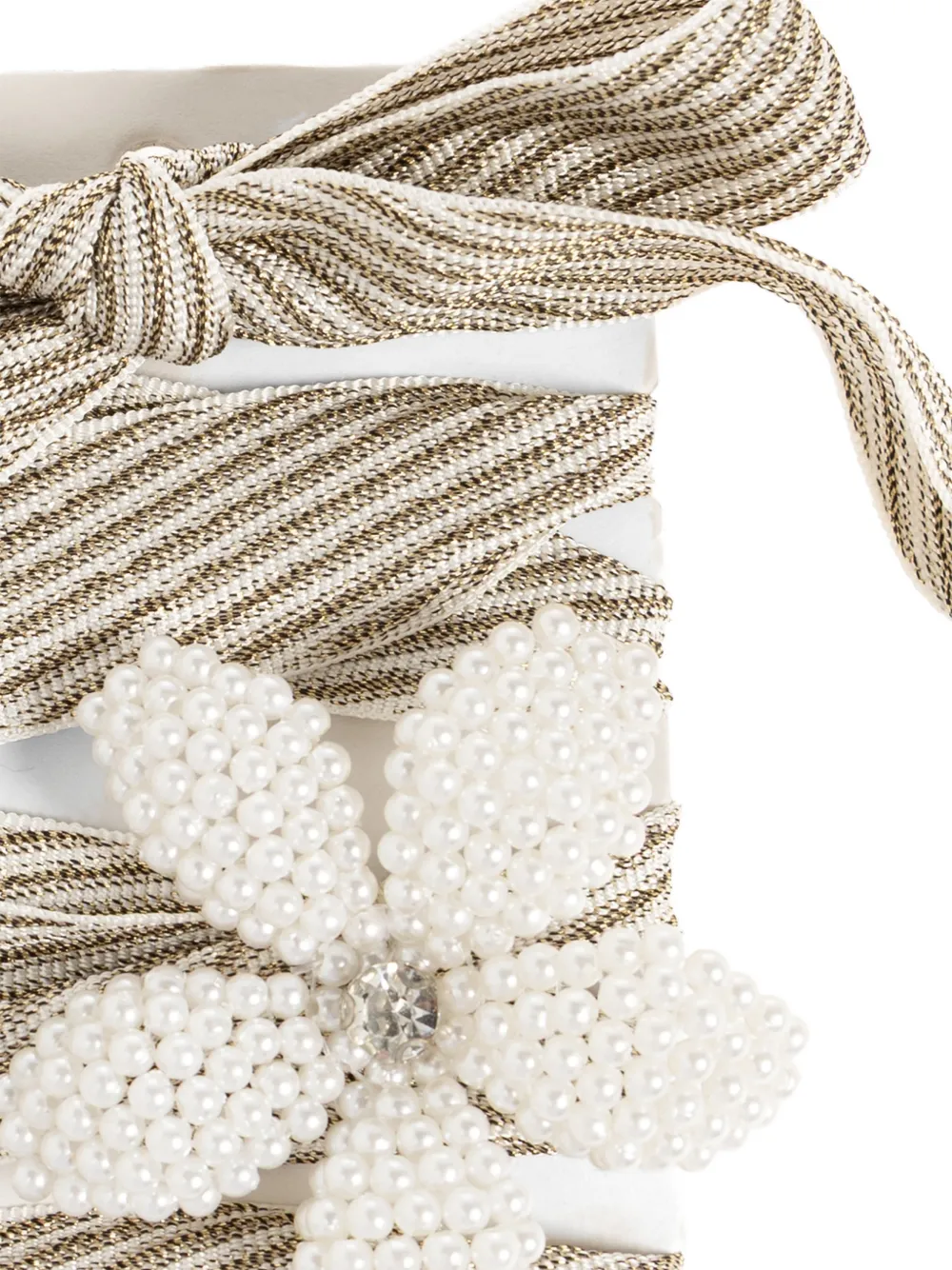 Golden Goose pearl-embellished striped shoelaces Beige