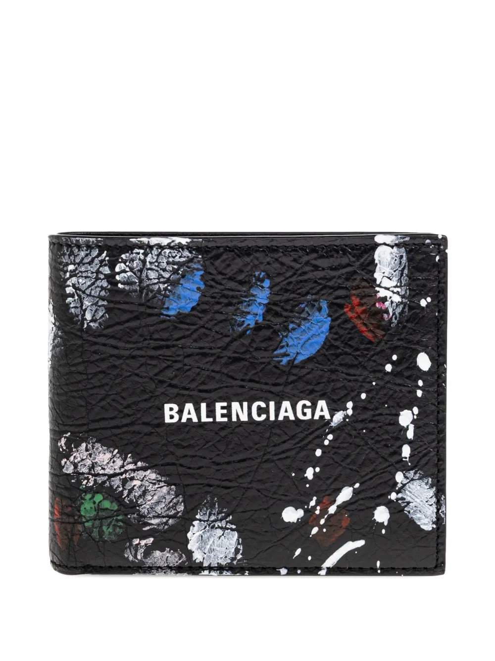 Balenciaga logo-print paint-splatter wallet - Nero