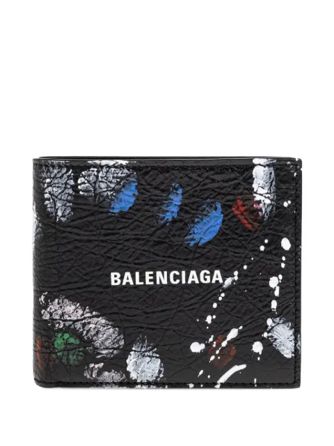 Balenciaga logo-print paint-splatter wallet