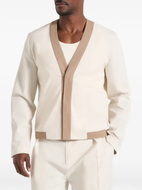 Manière De Voir Clovis - linen cardigan with contrast placket - natural