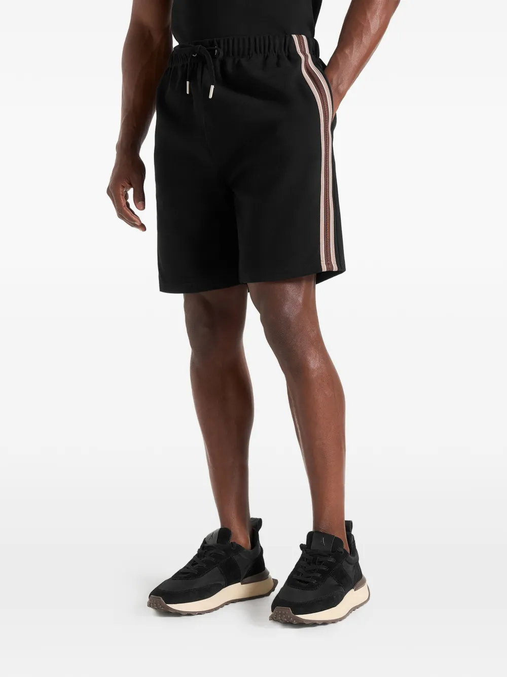 Manière De Voir Taylor taped cotton shorts - Nero