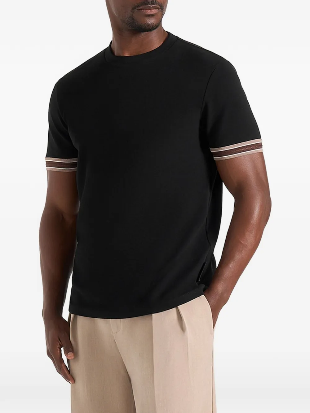 Manière De Voir Layton taped-sleeve T-shirt - Schwarz