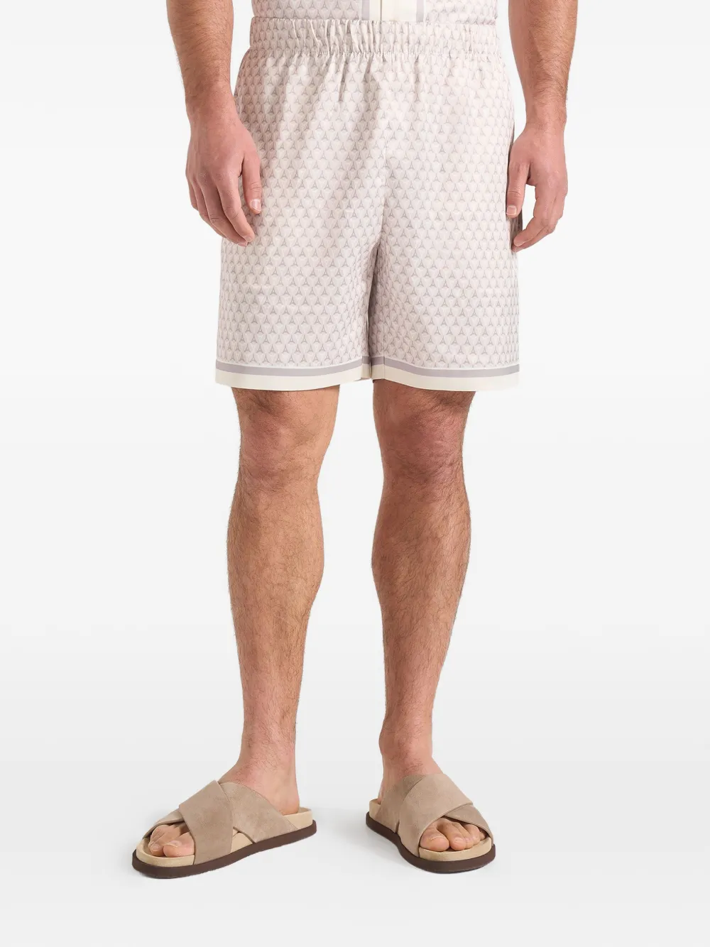 Manière De Voir Jordan Eiffel monogram satin-finish shorts - Toni neutri