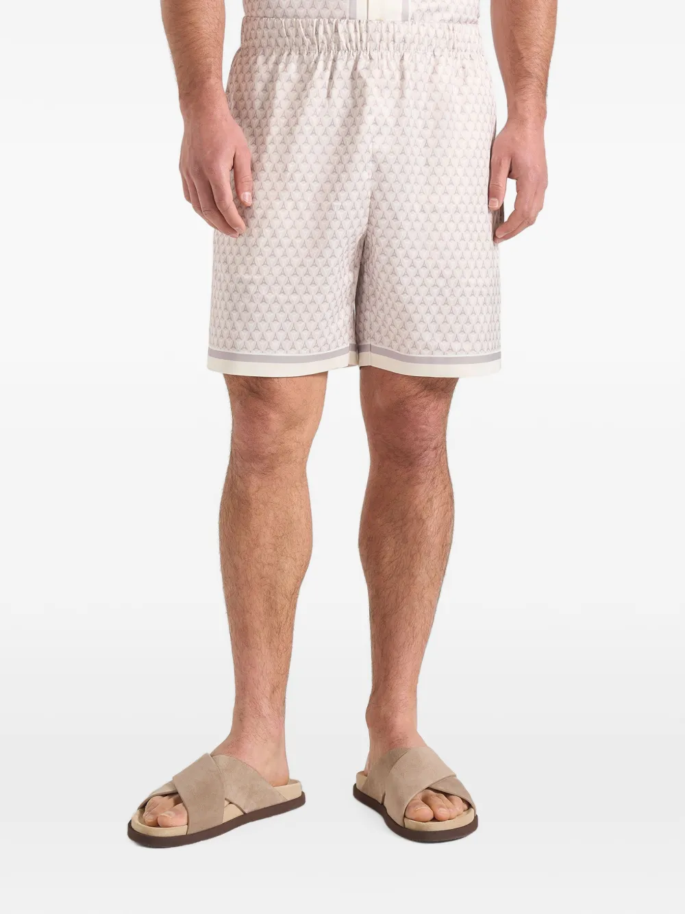 Manière De Voir Jordan Eiffel monogram satin-finish shorts - Toni neutri