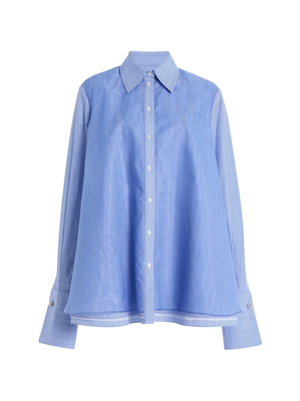 Brandon Maxwell Vaughn layered herringbone shirt - Blue