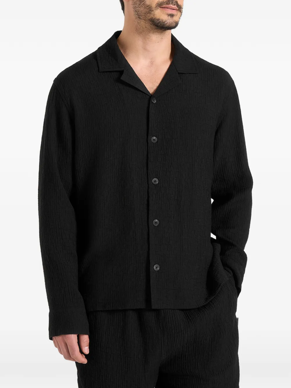 Manière De Voir Bailey textured revere-collar shirt - Nero