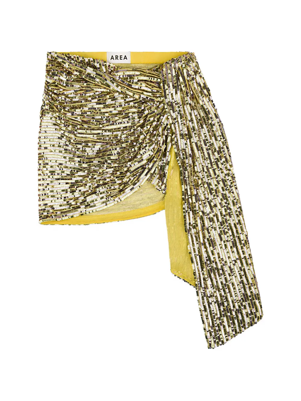Area Sequin-embellished Wrapped Skirt In Gold