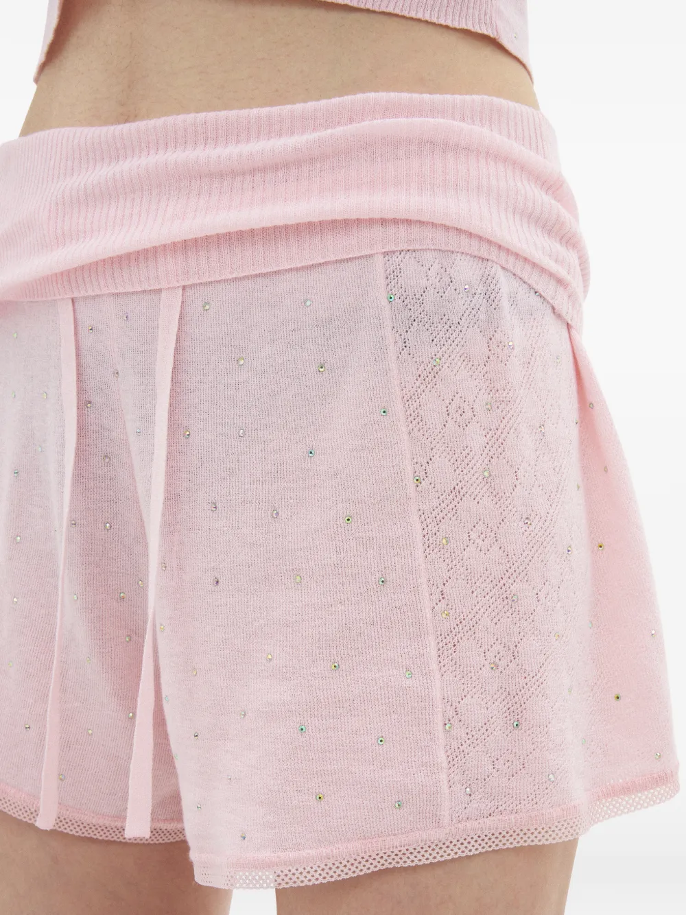 Area Crystal-embellished Shorts in Pink, view 5