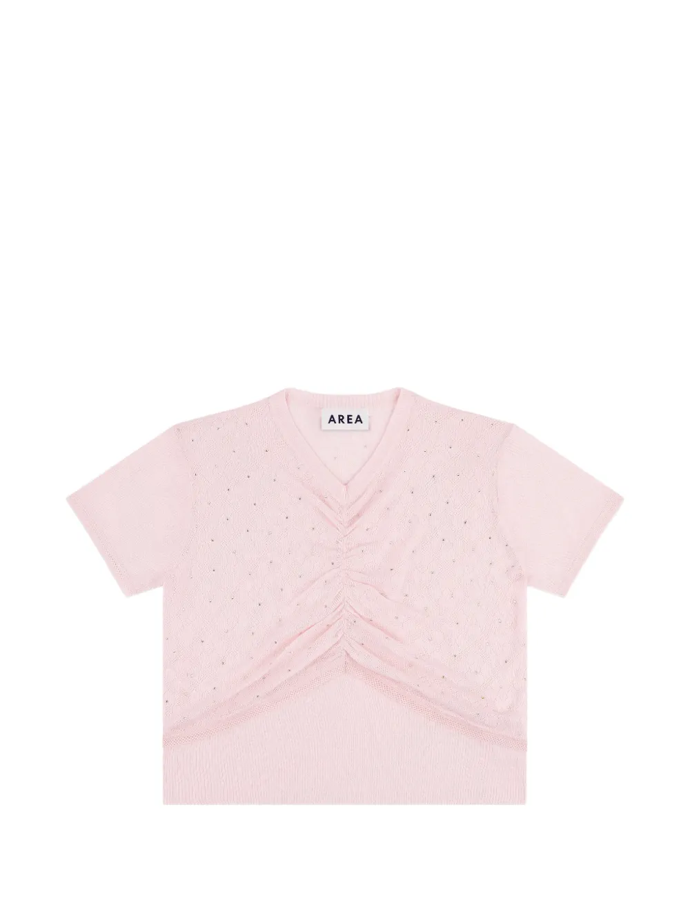 AREA crystal-embellished ruched top - Rosa