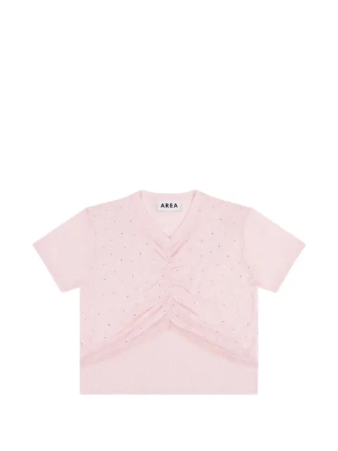 AREA crystal-embellished ruched top