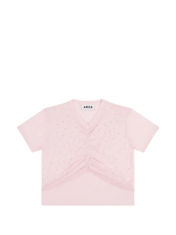 Area Crystal-embellished Ruched Top in Pink
