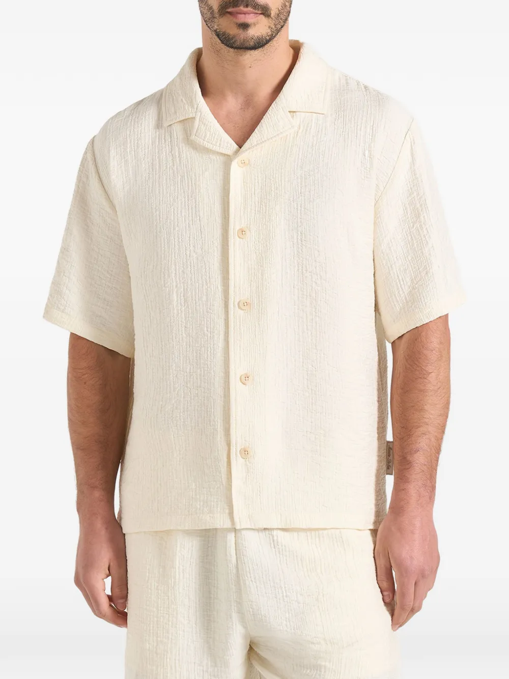 Manière De Voir Harley textured revere-collar shirt - Toni neutri