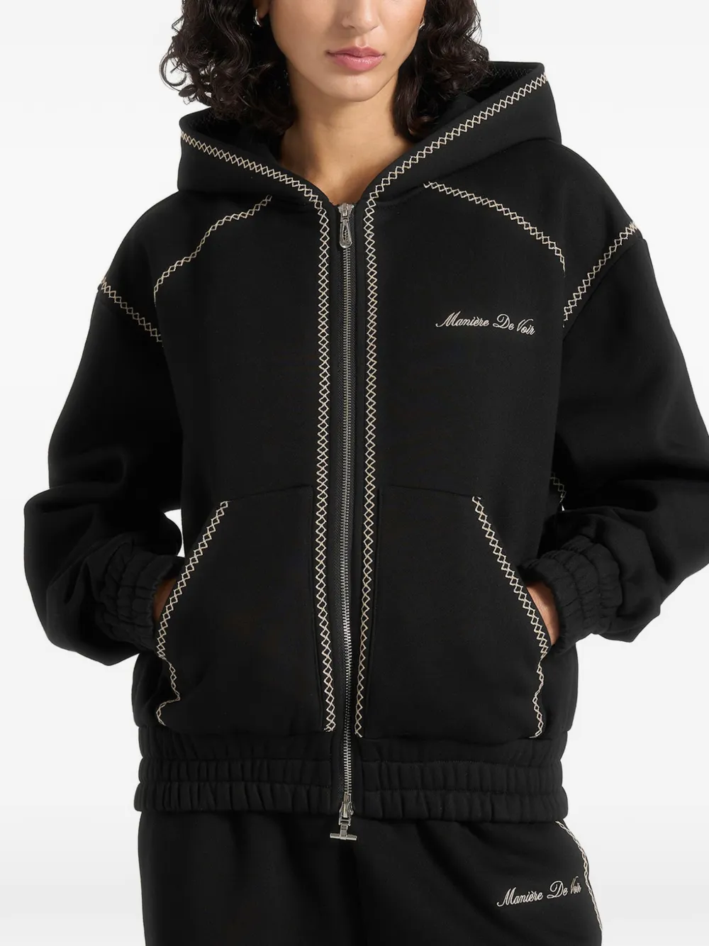 Manière De Voir Ollie hoodie met rits en raglan-effect Zwart