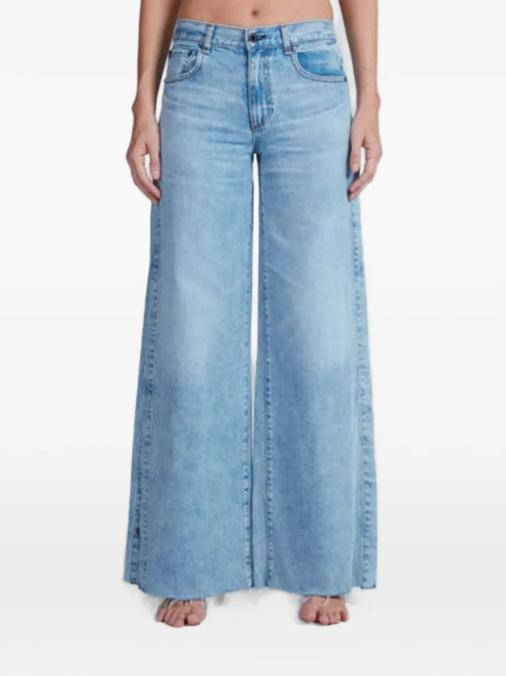 ASKK NY Longboarder raw-hem wide-leg jeans - Blu